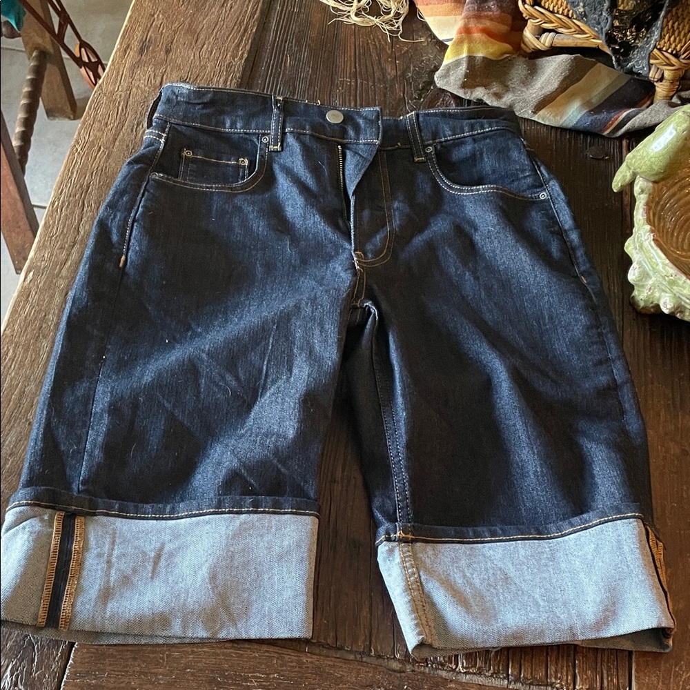 Maeve Dark Blue Bermuda Stretch Jean Shorts